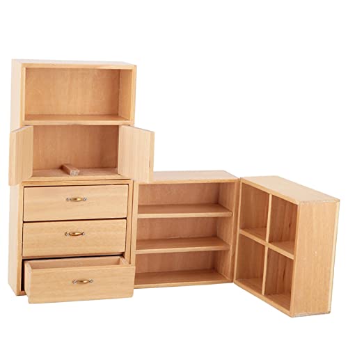 Kikumi 1:12 Mini-Kleiderschrank aus Holz für Wohnzimmer, Schlafzimmer, Kleiderschrank für Puppenhaus (Originale Holzfarbe) von Kikumi