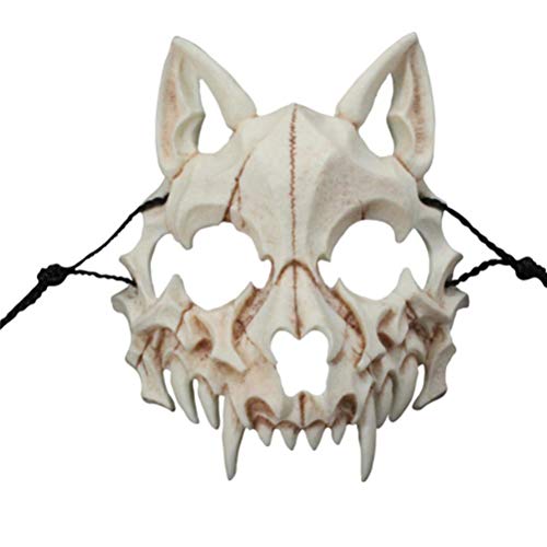 Kikumi Halloween Japanische Drachengott Maske Cosplay Tier Skelett Maske Unisex Harz Party Bühne Show Maske (Weiß) von Kikumi