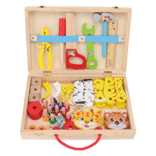 Kikumi Werkzeugset, Rollenspiel-Werkzeugspielzeug aus Holz für Kleinkinder mit Werkzeugkasten, Feine Verarbeitung, Werkzeugkasten, Puzzle-Spielzeug, Pädagogische Konstruktion, von Kikumi