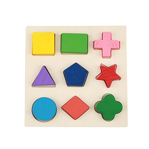 Lernspielzeug-Set aus Holz für, Geometrischer Block, Puzzle, Baby-Frühlernwerkzeug (EIN Teil) von Kikumi