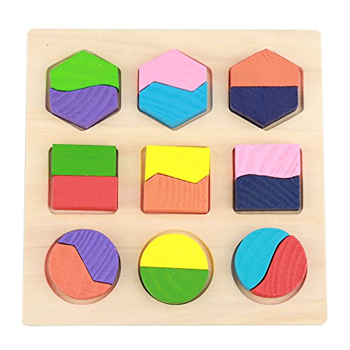 Lernspielzeug-Set aus Holz für, Geometrischer Block, Puzzle, Baby-Frühlernwerkzeug (eine Hälfte) von Kikumi