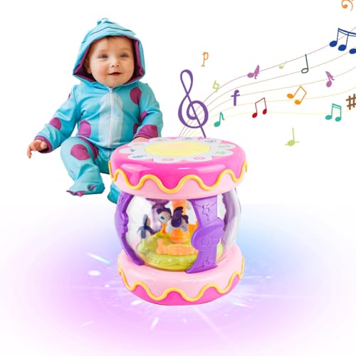 Musikalische Spielzeuge für Babies, Baby Licht Projektor Einhorn Karussell Baby Musikspielzeug Frühes Lernen mit Licht und Musik Spielzeug ab 1 Jahr für Kinder Kleinkind Krabbeln Lernen von Kikuo