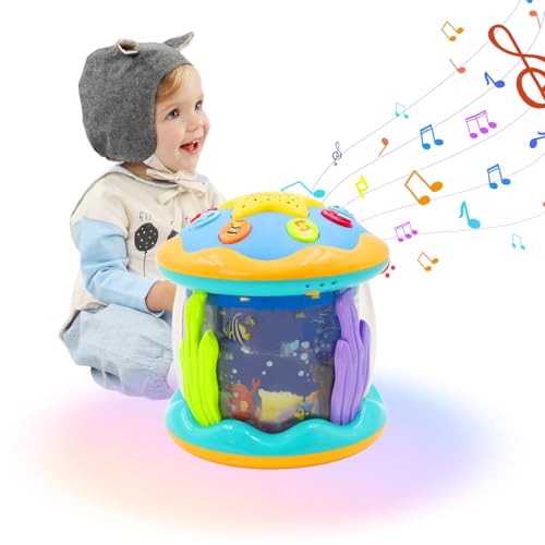 Kikuo Musikalisches Baby Toys 1+ Year, Dreht Sich Um Beruhigende Musik Spotlight, Marine Park Baby Sensorspielzeug, 8 Farbige Lichter Und 6 Lustige Musik Interaktive Frühe Lernbildung(ZUFÄLLIGE FARBE) von Kikuo