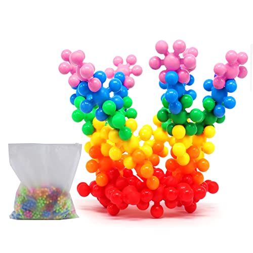 Kikuo Plum Building Blocks for Kids, 300 Teile Baumaterial Kinder, Schneeflockenblöcke mit Aufbewahrungstasche, Pädagogisches Spielzeug Bausteine für Kinder ab 1 2 3 4 Jahr(Zufällige Farbe) von Kikuo