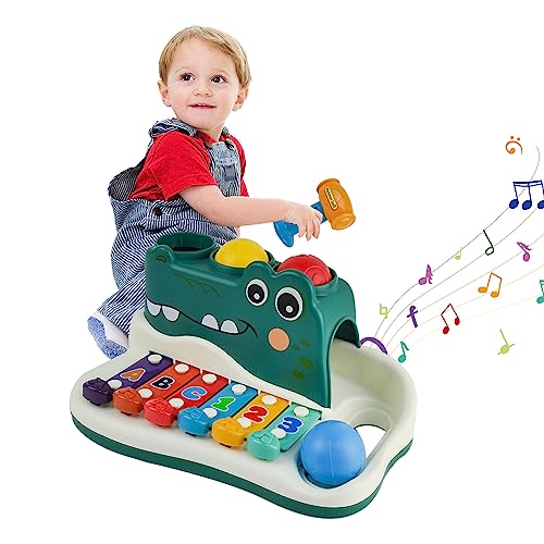 Kikuo Xylophon Kinder 1 Jahr, Xylophon Baby, Xylophone Baby Xylophon, Xylophon ab 8 Jahre für Kinder mit Farbe Sortierung Bälle und Hammer Pounding von Kikuo