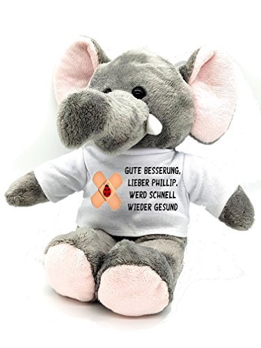 Kilala KuschKilala Kuscheltier Elefant, Gute Besserung, personalisiert mit Namen, weich und waschbar, 21 cm groß, Geschenk zur Genesung, für kranke Kinder bei Krankenhausbesuch von Kilala