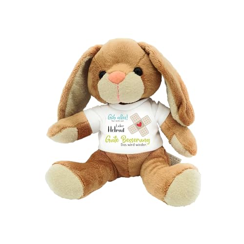 Kilala Kuscheltier Hase klein, Gute Besserung Plüschtier, mit Wunschname personalisierbar, Pflaster mit Herz, Geschenk für Erkrankte Freunde Familie von Kilala