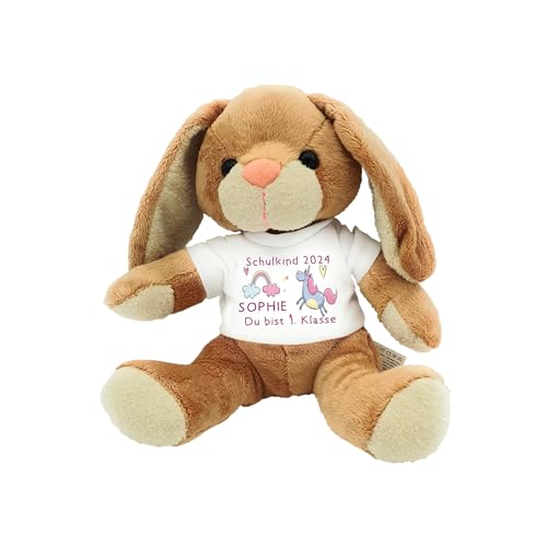 Kilala Kuscheltier Hase klein, Schulkind Plüschtier, mit Wunschname personalisierbar, Einhorn mit Regenbogen, Geschenk für Schultüte Einschulung Mädchen Jungen von Kilala