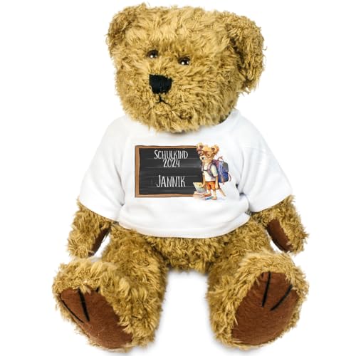 Kilala Personalisierter Teddybär zur Einschulung - Schulkind 2024 - Mit Namen und Tiermotiv - Weiches Plüschtier -Topping Schultüte Zuckertüte (Hund) von Kilala