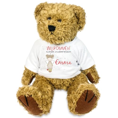 Kilala Personalisierter Teddybär zur Geburt - Schutzengel mit Namen - Willkommen Kleiner Zaubermensch - Kuscheliges Plüschtier (Zaubermensch) von Kilala