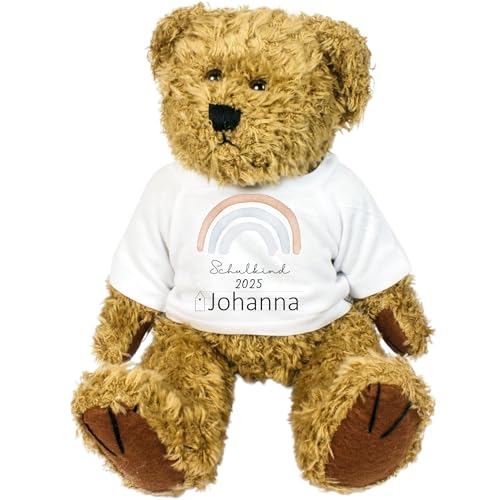 Kilala Teddy 'Schulkind' ABC-Schütze – Personalisiertes Kuscheltier, Glücksbringer Einschulung (Regenbogen) von Kilala