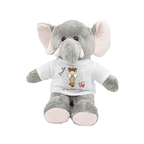 Kuscheltier Elefant Gute Besserung mit Wunschname personalisiert Trostspender für Groß & Klein bei Krankheit (Schutzengel grün/rosa) von Kilala