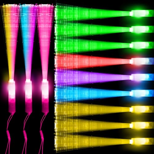 Bunte Leuchtstäbe Glasfaser 12 Stück-LED Leuchtstab mit Batterie, Geschenk-Spielzeug für Kinder partys, geeignet für Nachtpartys, Discos, Konzerte, Weihnachten, Club, Karneval, Hochzeiten (Light02) von Kimimara