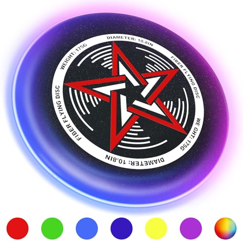 Frisbee Scheibe - 7 Farben Ultimate Frisbee - 175g LED Flugscheibe wiederaufladbar automatisch Leuchtend für Erwachsene und Kinder ab 5 Jahren,27cm，Schwarz und weiß von Kimimara