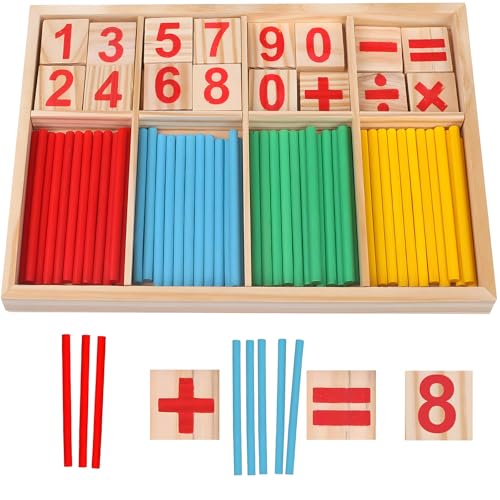 Kimimara Mathe Spielzeug Montessori Zahlen Holzstäbchen Arithmetik Zahlen Lernhilfe Puzzle Spiele Lernspielzeug Mathe 3 4 5 6 Jahre alt (Math1) von Kimimara