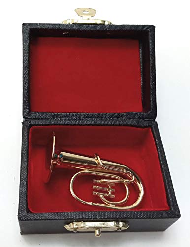 1:12 Miniatur Tenorhorn aus Metall, mit Koffer, 5 cm für 1:12 Puppenhaus von Kimmerle