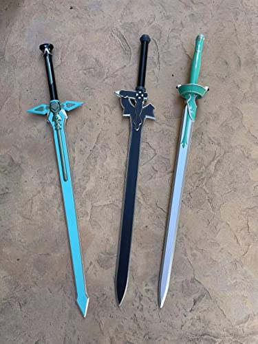 Sword Art a Online Kirito Asuna Yuuki Schaumstoff-Schwert-Set Elucidator Dark Repulsor Kirigaya Lambent Light (3 kurze Schwerter) von KinStore