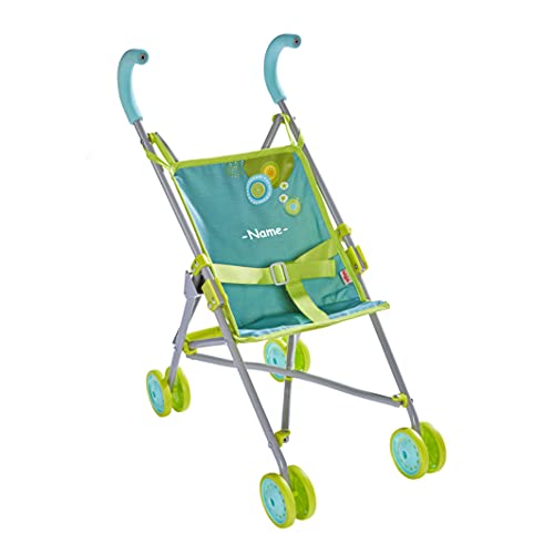 Haba Puppenbuggy individuell Bestickt mit Name | Puppenwagen ab 3 Jahre | Puppen Kinderwagen mit Doppelräder, Anschnallgurt | handlicher Buggy zusammenklappbar für Babypuppen und Stoffpuppen von Kinderhaus Blaubär