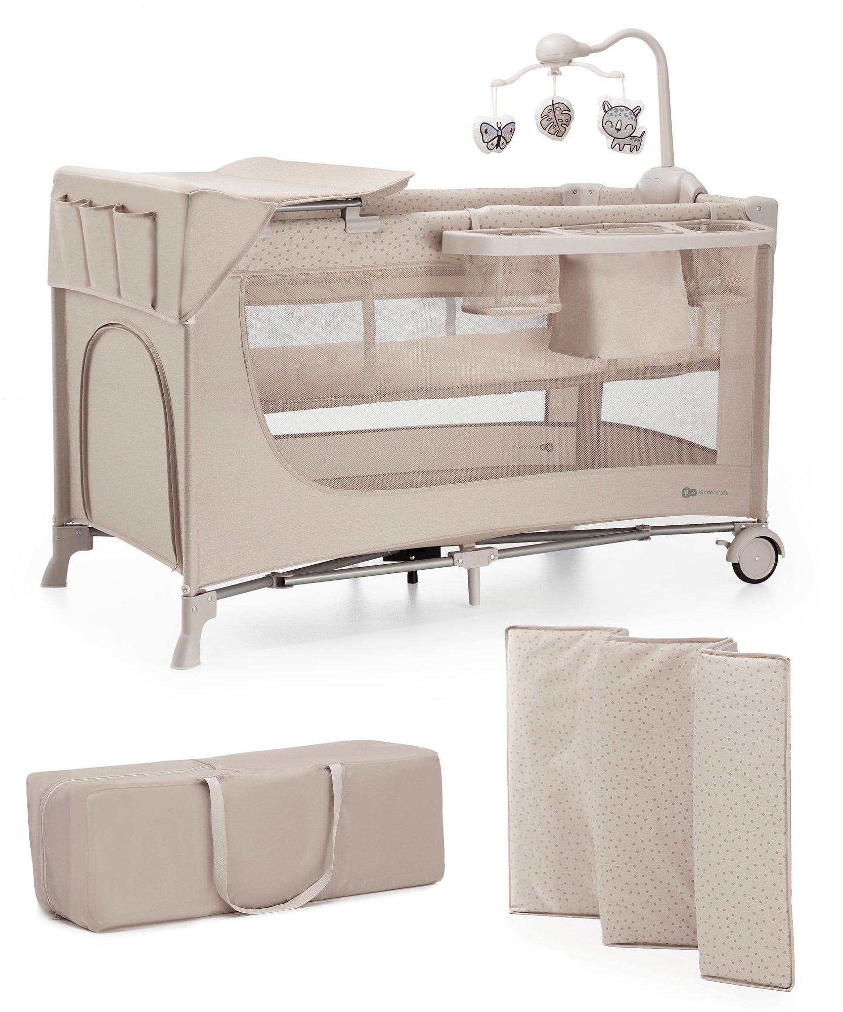 Kinderkraft JOY 2 Reisebett mit Zubehör, Beige von Kinderkraft