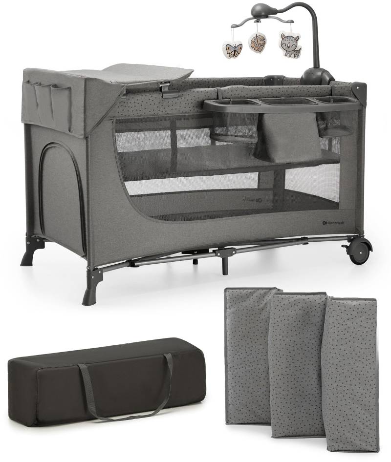 Kinderkraft JOY 2 Reisebett mit Zubehör, Dark Grey von Kinderkraft