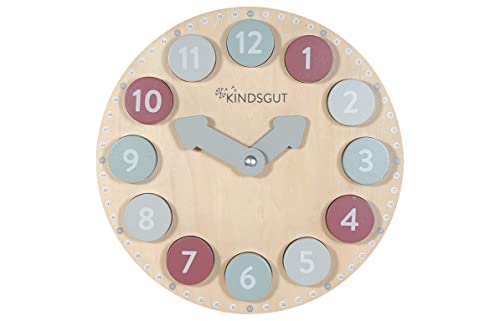 Kindsgut Lernuhr, Lernspielzeug aus Holz für Kinder, unisex, Zahlen 1-12 und 13-24, spielerisch Lernen, hochwertige Qualität, dezente Farben und Schlichtes Design von Kindsgut