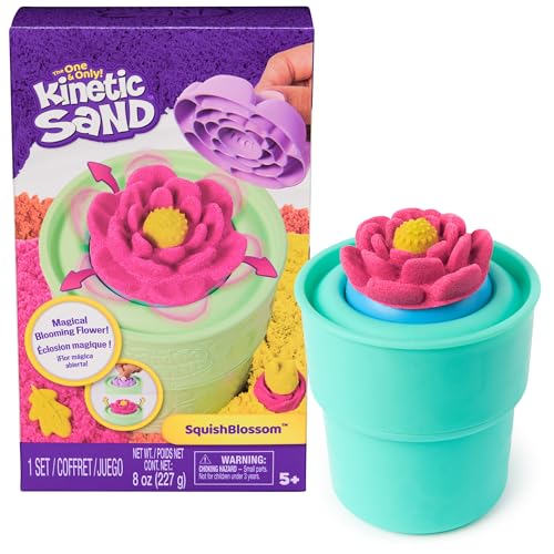 Kinetic Sand Squish Blume - Spielset mit 227 g original magischem Sand in Gelb und Pink, Blumentopf und Förmchen, kreativer Indoor-Spielspaß für Kinder ab 5 Jahren von Kinetic Sand