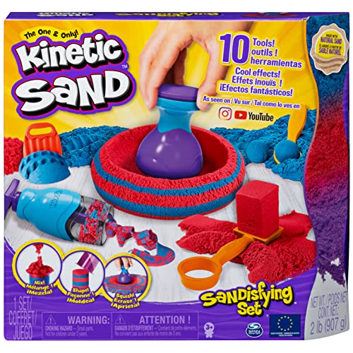 Kinetic Sand Sandisfying Set - mit 907 g magischem Sand aus Schweden und 10 Werkzeugen für kreatives Indoor-Sandspiel, ab 3 Jahren von Kinetic Sand