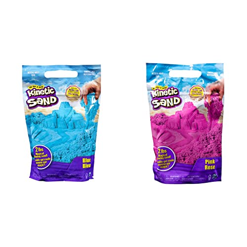 Kinetic Sand 6061464 Blau, Beutel, 907 g-magischer Sand aus Schweden für Indoor-Sandspiel, ab 3 Jahren & Beutel Pink, 907 g - magischer Sand aus Schweden für Indoor-Sandspiel, ab 3 Jahren von Kinetic Sand