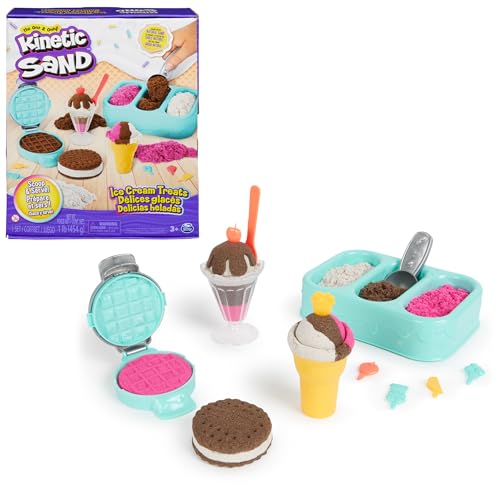 Kinetic Sand Eiscreme Set - mit 454 g original magischem Sand aus Schweden und viel Zubehör für kreativen Indoor-Sandspielspaß, für Kinder ab 3 Jahren von Kinetic Sand