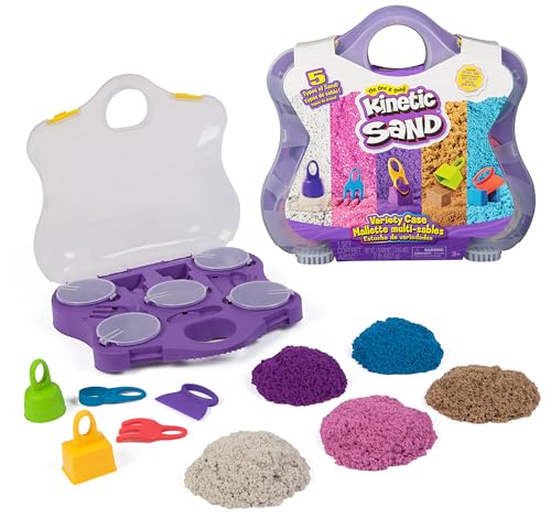 Kinetic Sand Farbspiel Koffer - mit 907 g magischen Sand aus Schweden in 5 Farben und mit 5 Werkzeugen für kreatives Indoor-Sandspiel, für Kinder ab 3 Jahren von Kinetic Sand