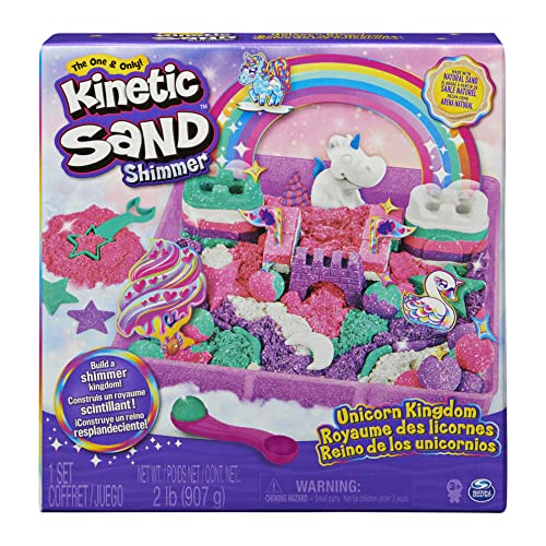 Kinetic Sand Magischer Sand – Einhorn-Königreich 907 G + 8 Formen – Erstellen Sie verschiedene hypnotisierende Formen mit diesem magischen und bunten Sand wie Knetmasse – Spielzeug für Kinder ab 3 von Kinetic Sand
