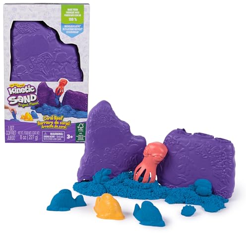 Kinetic Sand Project Planet Korallen Riff Set - Spielset aus 100% recyceltem Kunstoff mit 227 g magischem Sand, Spielbehälter und 2 Werkzeugen, für kreatives Indoor-Sandspiel, für Kinder ab 3 Jahren von Kinetic Sand