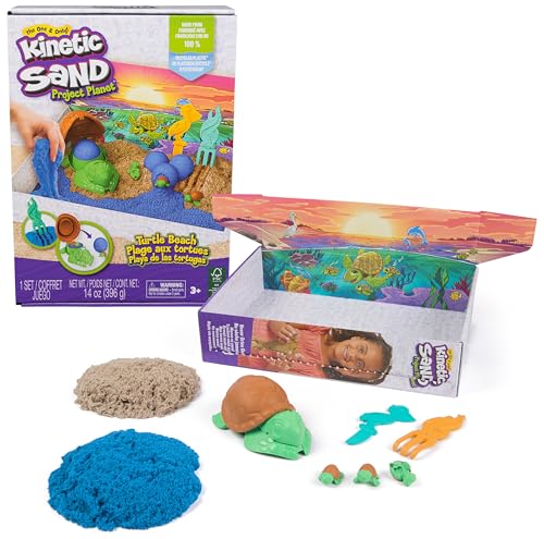 Kinetic Sand Project Planet Schildkröten Spielset - mit 396 g Sand, Schildkröten und 2 Werkzeugen aus 100% recyceltem Kunststoff, für kreatives Indoor-Sandspiel, für Kinder ab 3 Jahren von Kinetic Sand