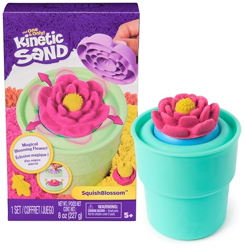 Kinetic Sand Squish Blume - Spielset mit 227 g original magischem Sand in Gelb und Pink, Blumentopf und Förmchen, kreativer Indoor-Spielspaß für Kinder ab 5 Jahren von Kinetic Sand