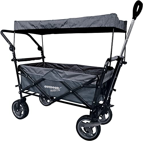 Outdoor Active Bollerwagen blau/grau m.Dach+Schubst. von King-Deeds