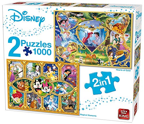 King 55920 Disney All Other 2-in-1-Puzzle, 1000 Teile – Herzen von Gold & Filmzauber von King International