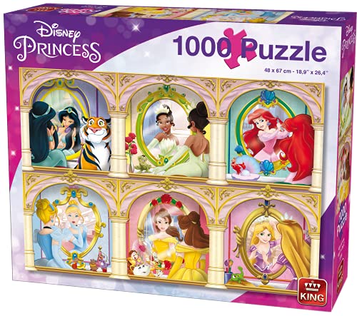 King 55991 Prinzessinnen Disney Spieglein 1000 Teile Puzzle, Blau Karton von King International