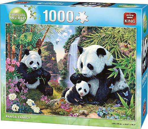 King 56009 Panda Familie Puzzle 1000 Teile, Mehrfarbig von King International