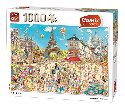 King International 55843 Comic Cartoon Paris Puzzle 1000 Teile, Farbig, 68x49 cm von King International