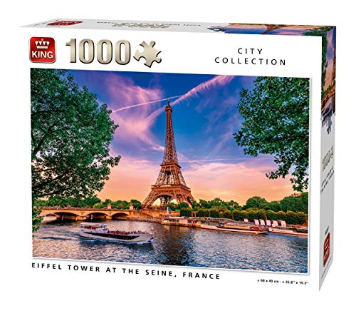 King International 55851 Puzzle Eiffelturm bei der Seine-1000 Teile, Farbig, 68x49 cm von King International