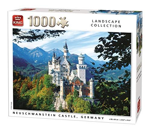 KING 55855 Puzzle Neuschwanstein Schloss 1000 Teile, vollfarbig, 68 x 49 cm von King International