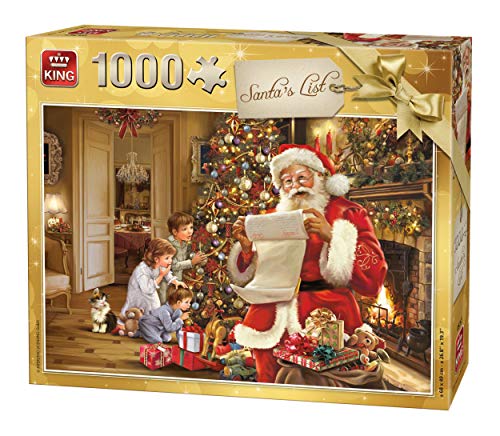 King International 5767 Weihnachtsmann Weihnachtspuzzle, Weihnachtsmannliste, 1000 Teile, Farbig, 68x49 cm von King International