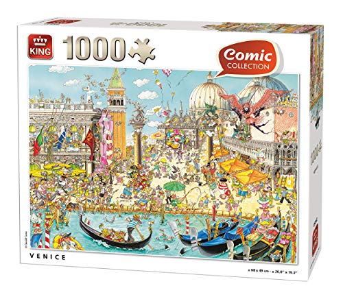 King International 55842 Comic Cartoon Venedig Puzzle 1000 Teile, Farbig, 68x49 cm von King International