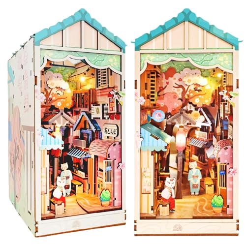 DIY Book Nook Kit - Lovely and Dreamy Dollhouse Miniature Kits, 3D Puzzle Art Bookends, Shelf Insert Model Kits for Adults (Cat Grocery) von KingStora