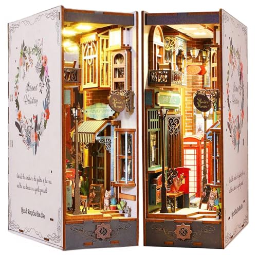 DIY Book Nook Kit - Lovely and Dreamy Dollhouse Miniature Kits, 3D Puzzle Art Bookends, Shelf Insert Model Kits for Adults (Island Holiday) von KingStora