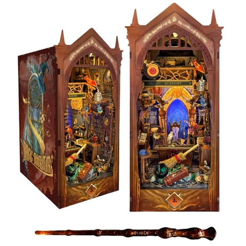 DIY Book Nook Kit Magic Academy Wizard's Office 3D Puzzle Handgefertigte Buchstütze für Erwachsene von KingStora