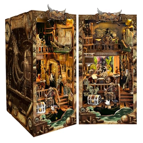 DIY Book Nook Kit - New World Piratenschiff - High Seas Adventure - 3D Puzzle Handgefertigte Buchstütze für Erwachsene von KingStora