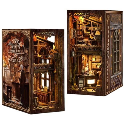 DIY Book Nook Kit - Serenity Coffee House - Tranquil Jungle Café - 3D Puzzle Assembly Bookend for Adult von KingStora