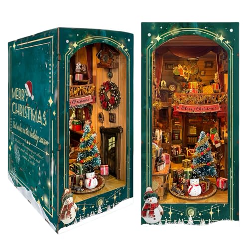 DIY Book Nook Kit The Jingo Cabin - Christmas Theme 3D Puzzle, Handgefertigte Buchstütze für Erwachsene von KingStora