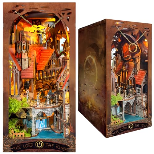 DIY Book Nook Kit The Secret Valley of Rings - Dark Dragon & Knight & Castle 3D Puzzle, Handgefertigte Buchstütze für Erwachsene von KingStora